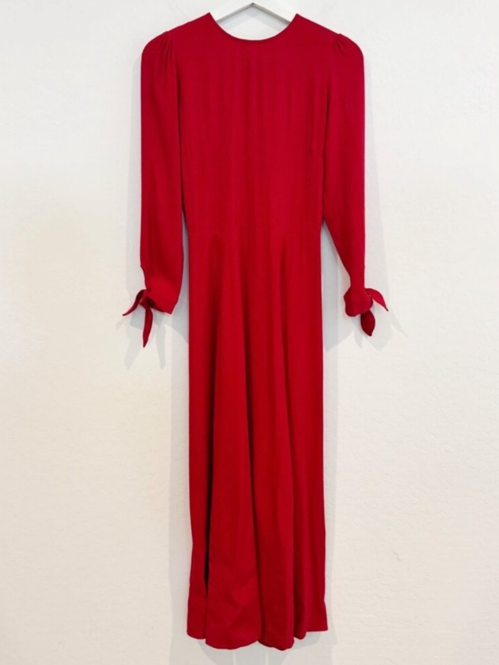 Reformation Puff‎ Sleeve Midi Dress Size 0 Jewel Neck Flowy Office Siren Elegan
